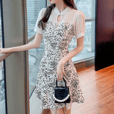 Floral Dress with Mesh Panels
