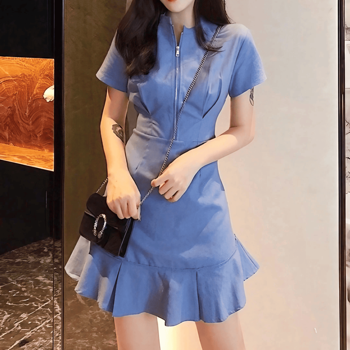 フィッシュテールジップアップワンピース