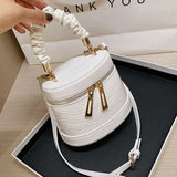 Crocodile-effect bucket bag with shoulder strap