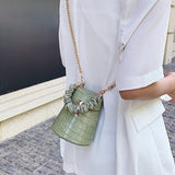 Croc-effect Mini Bucket Bag