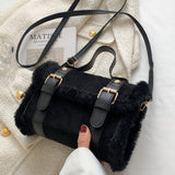 Faux Fur-Trimmed Pillow Bag