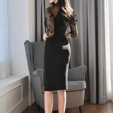 Lace Sleeve Slit Dress