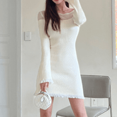 Sheer Rib-Knit Dress