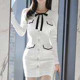 Ribbon Accent Knit Dress