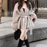Cape Coat with Faux Fur Cuffs