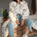 Cashmere-Blend Leopard-Print Fur Coat