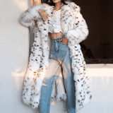 Cashmere-Blend Leopard-Print Fur Coat