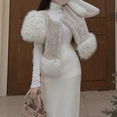 Contrast Faux Fox Fur Jacket