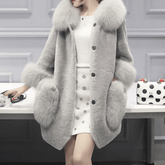 Voluminous Collar Faux Fur Coat