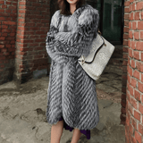 Grey Faux Fur Long Coat