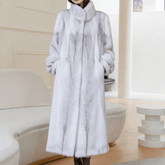 White Stand-Collar Faux Fur Coat