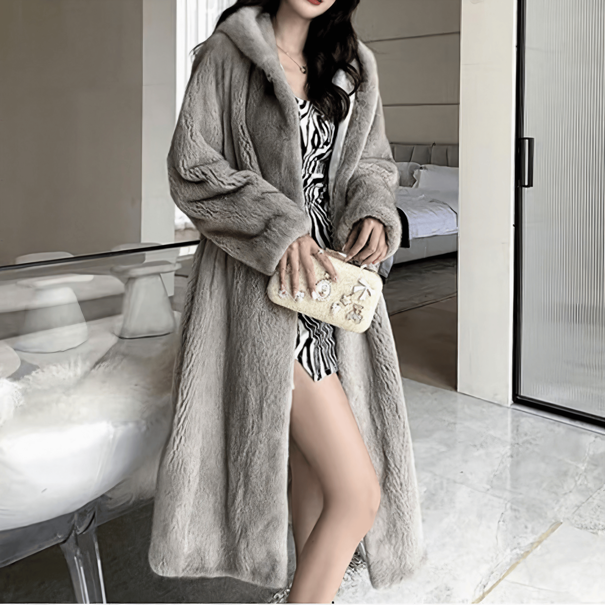 グレーフェイクミンクファーコート – panchapancha グレーフェイクミンクファーコート – panchapancha