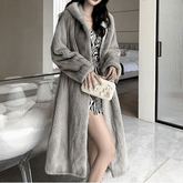Grey Faux Mink Fur Coat