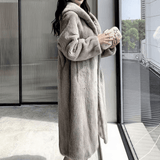 Grey Faux Mink Fur Coat
