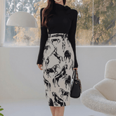 Turtleneck Top + Printed Skirt Co-ord Set