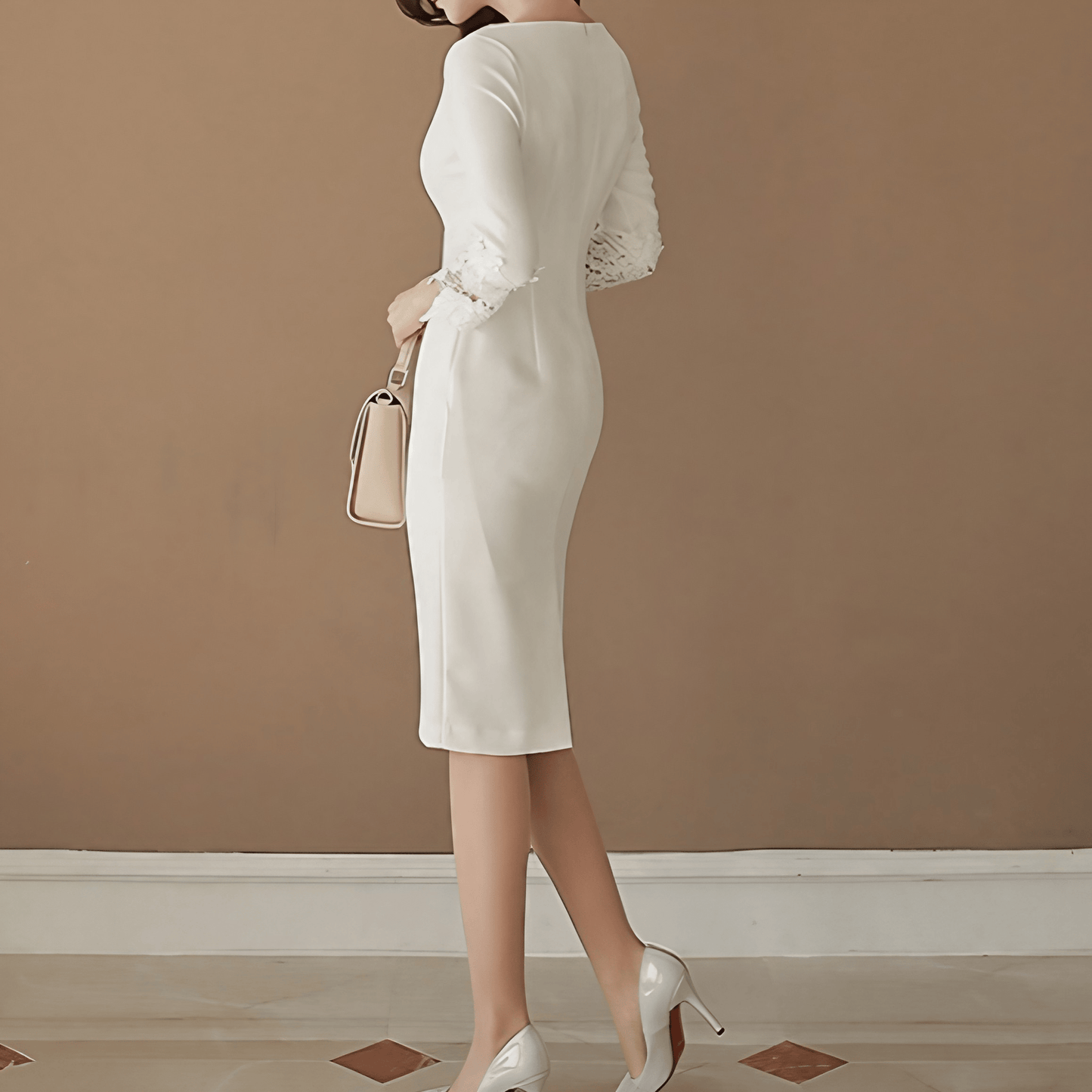 タイトフィットボートネックワンピース