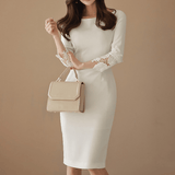 Fitted Boat-Neck Dress