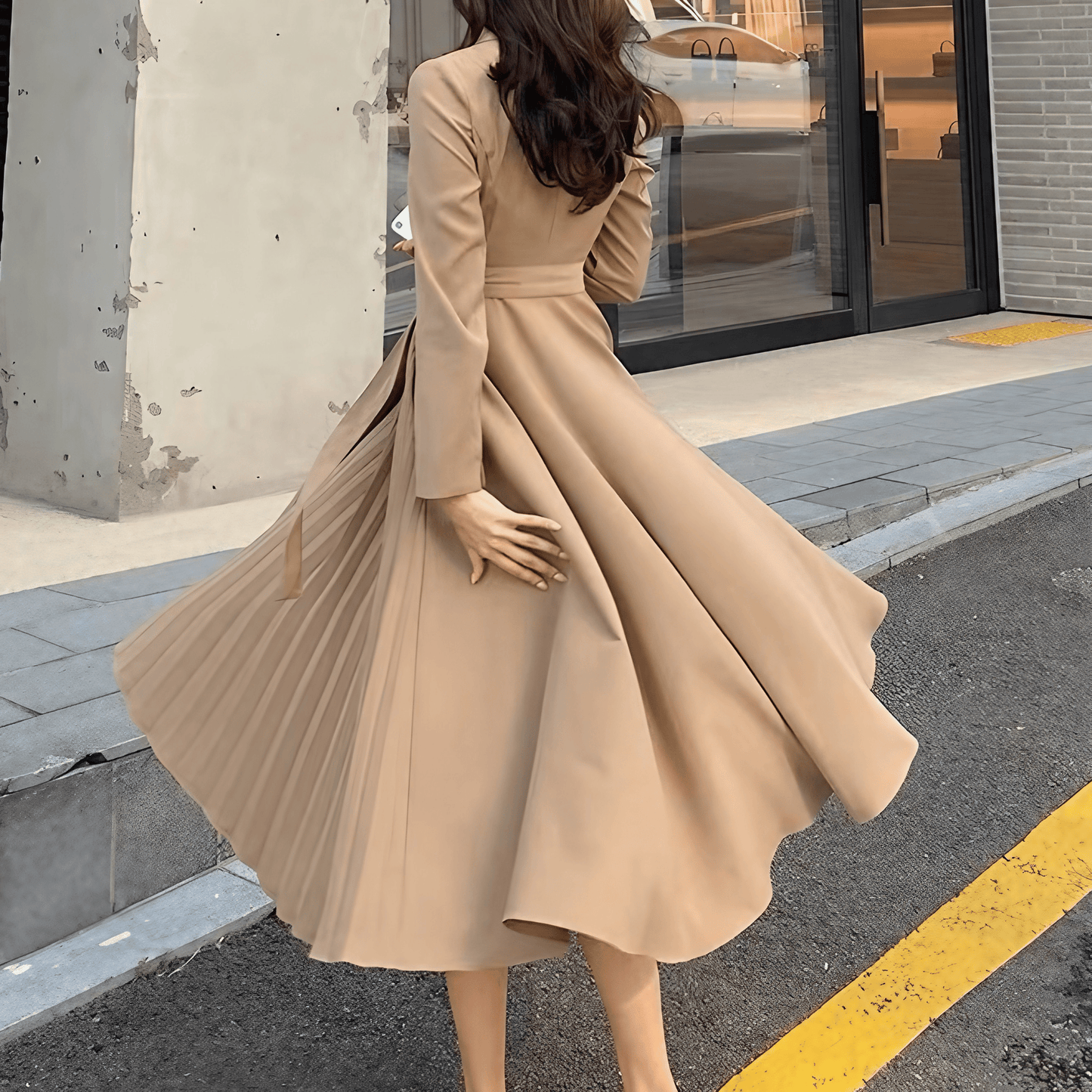 クラシックプリーツデザインワンピース