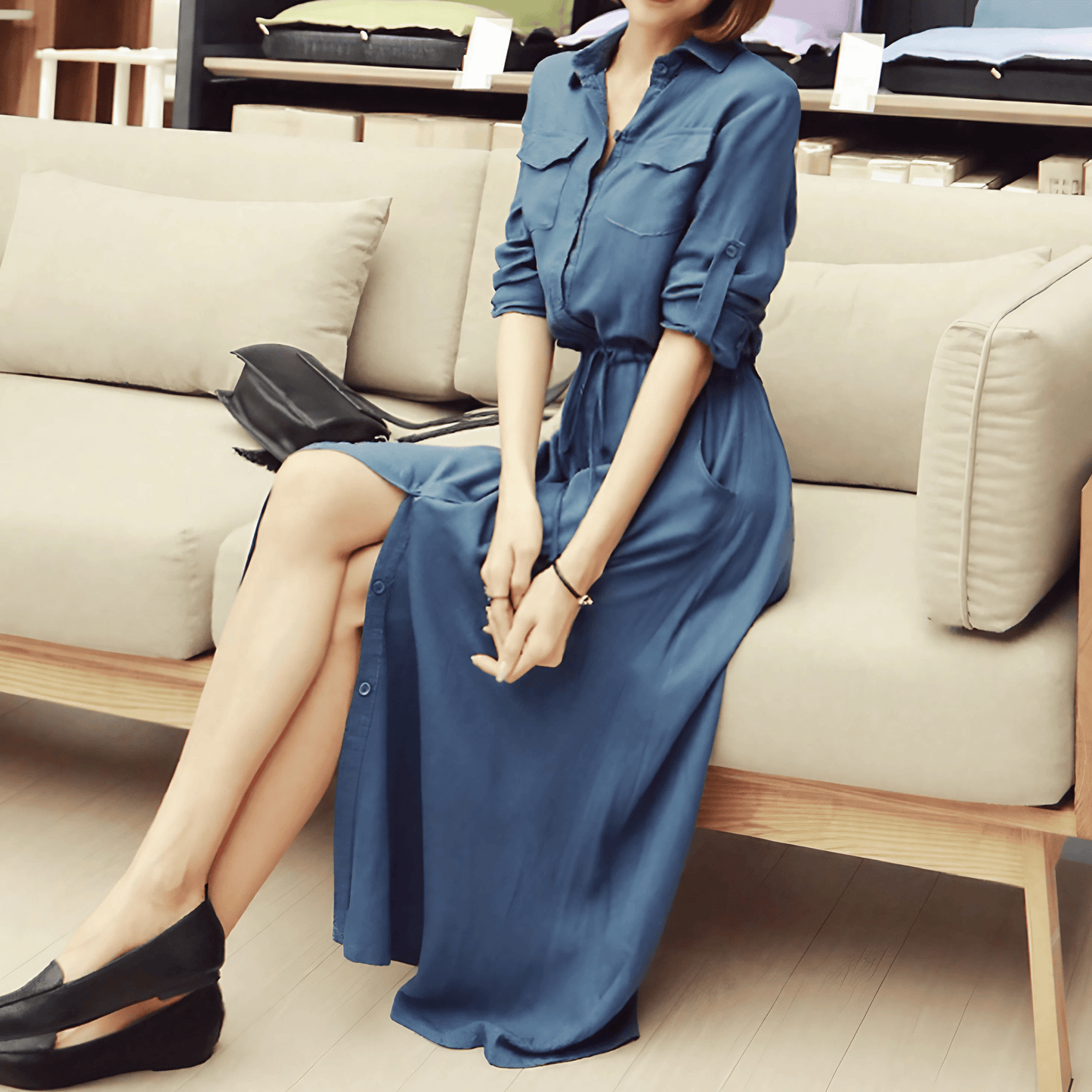 スリムフィットシャツワンピース