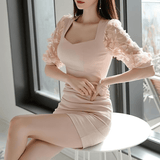 Elegant Floral-Sleeve Dress