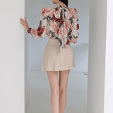 Floral Chiffon Blouse & Skirt Co-ord Set