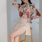 Floral Chiffon Blouse & Skirt Co-ord Set