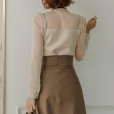 Stand-Collar Lace Shirt and Frill Skirt Co-ord Set
