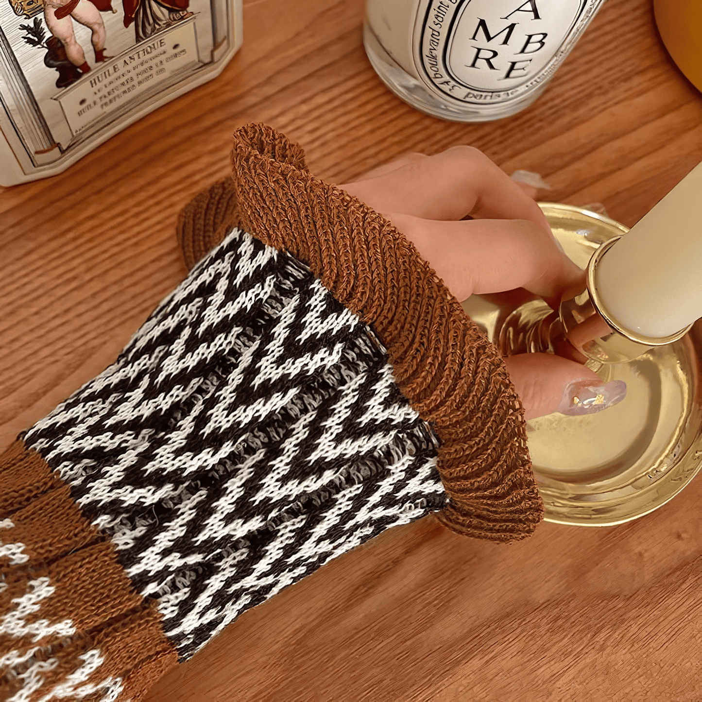 カラーブロックニットロングワンピース