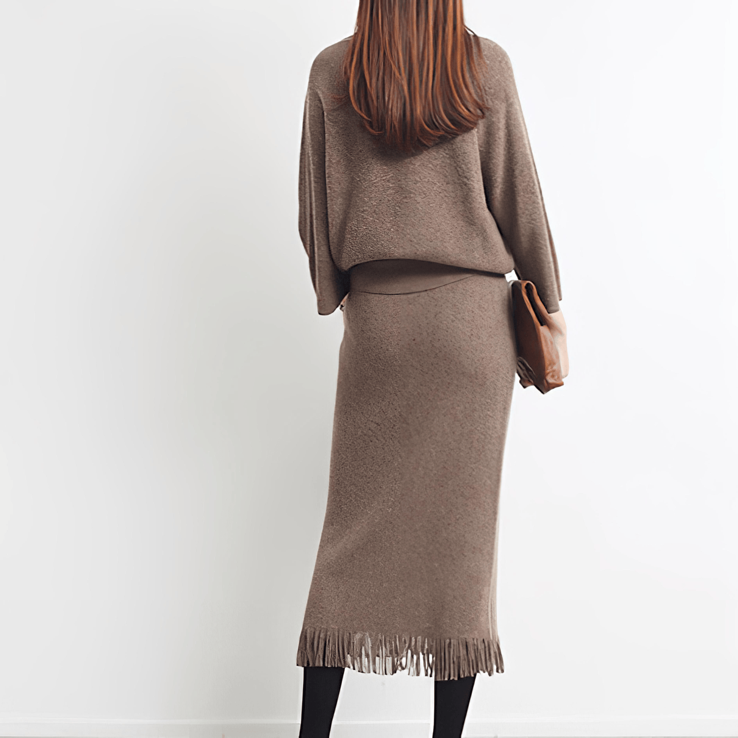 タートルネック&フリンジスカートセットアップ