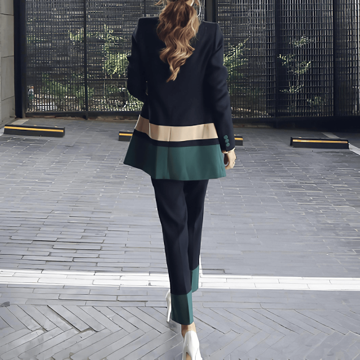 ブロックカラージャケット&パンツセットアップ