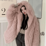 Fox-Style Faux Fur Hooded Coat
