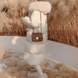 Long down coat with fur hood