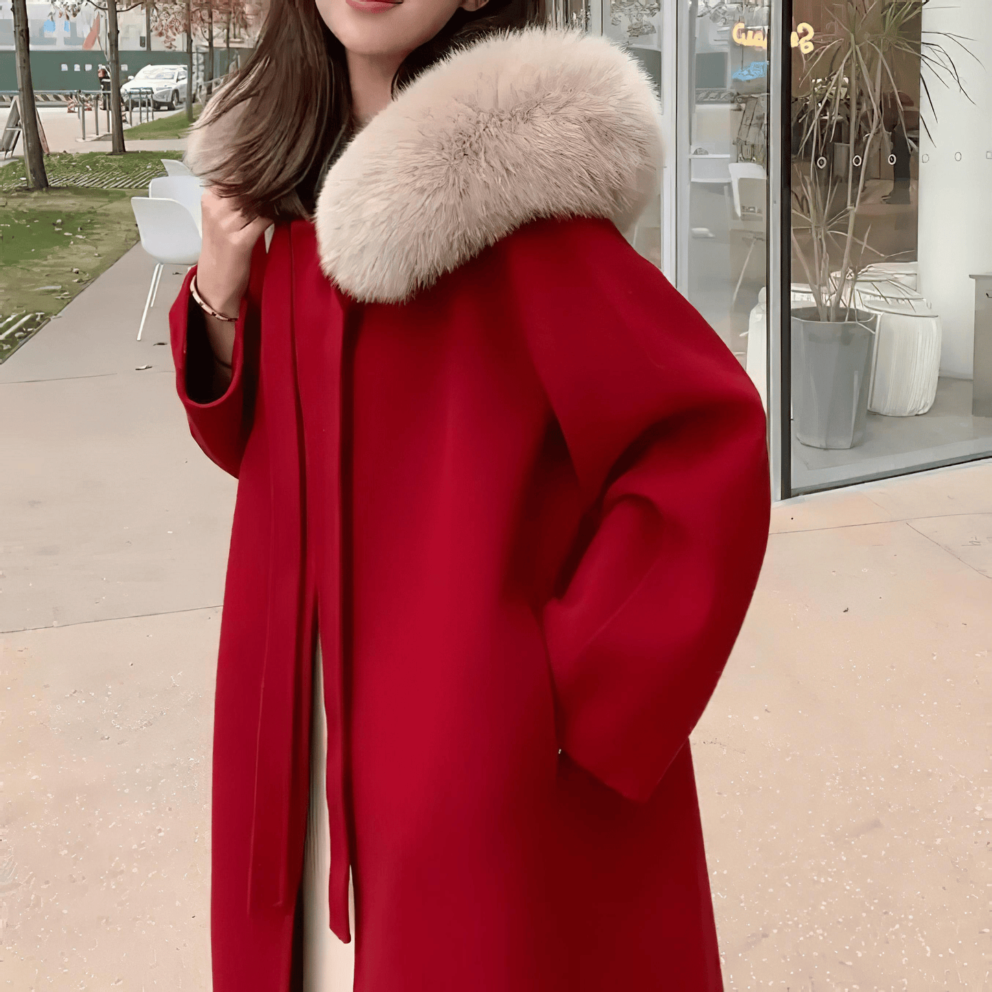 エレガントファーフードロングコート