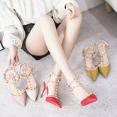 Studded Stiletto-Heel Sandals
