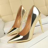Pointed-Toe Metallic High-Heeled Court Shoes