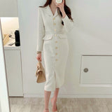 Single-Breasted Tweed Dress with Metal Buttons