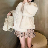 Wide-Sleeve Faux Mink Short Coat