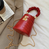 Croc-effect Mini Bucket Bag
