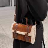 Faux Fur-Trimmed Pillow Bag