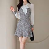 Chiffon-Panelled Fishtail Dress