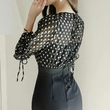 Three-quarter-sleeve Polka Dot Dress