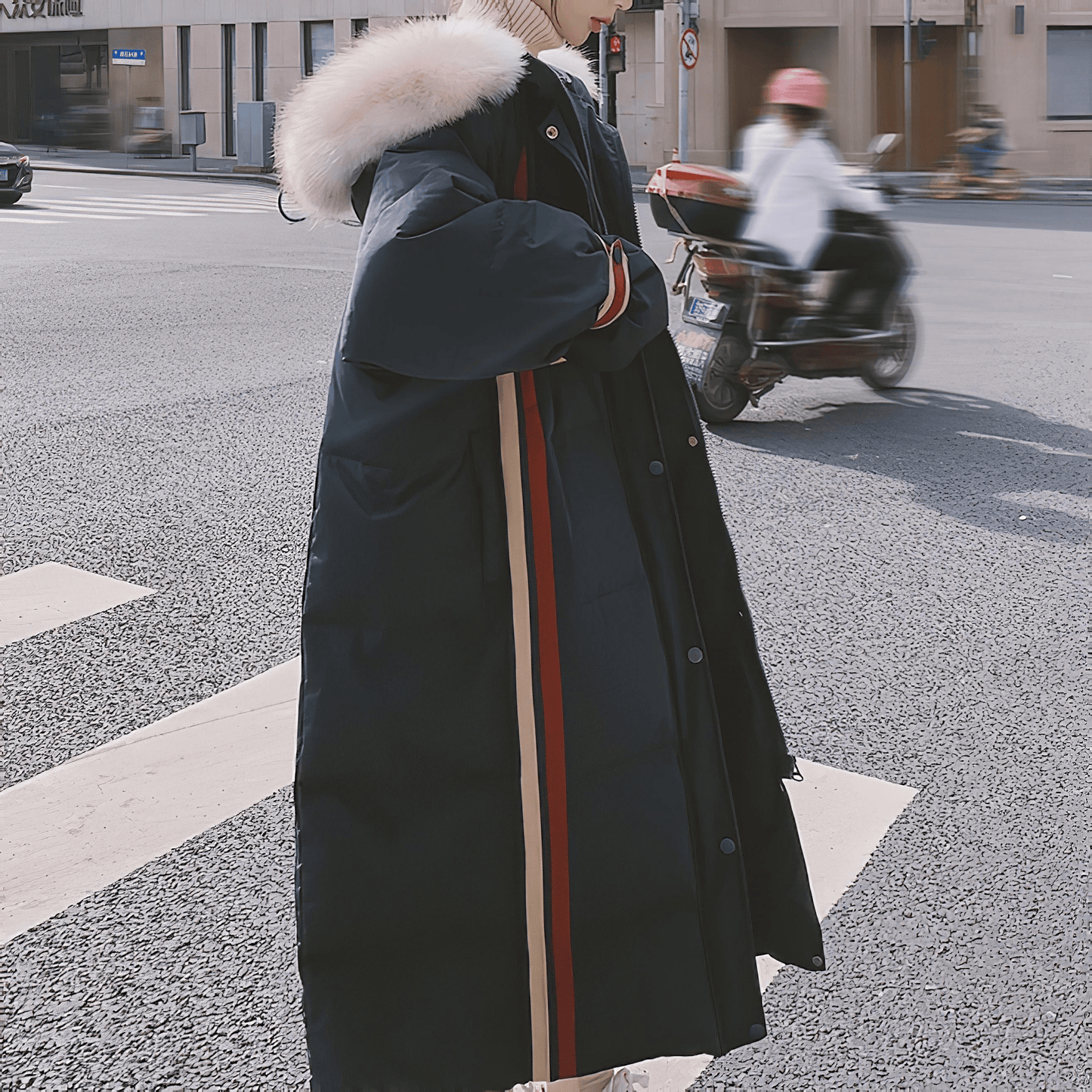 スタイリッシュフードファーダウンコート