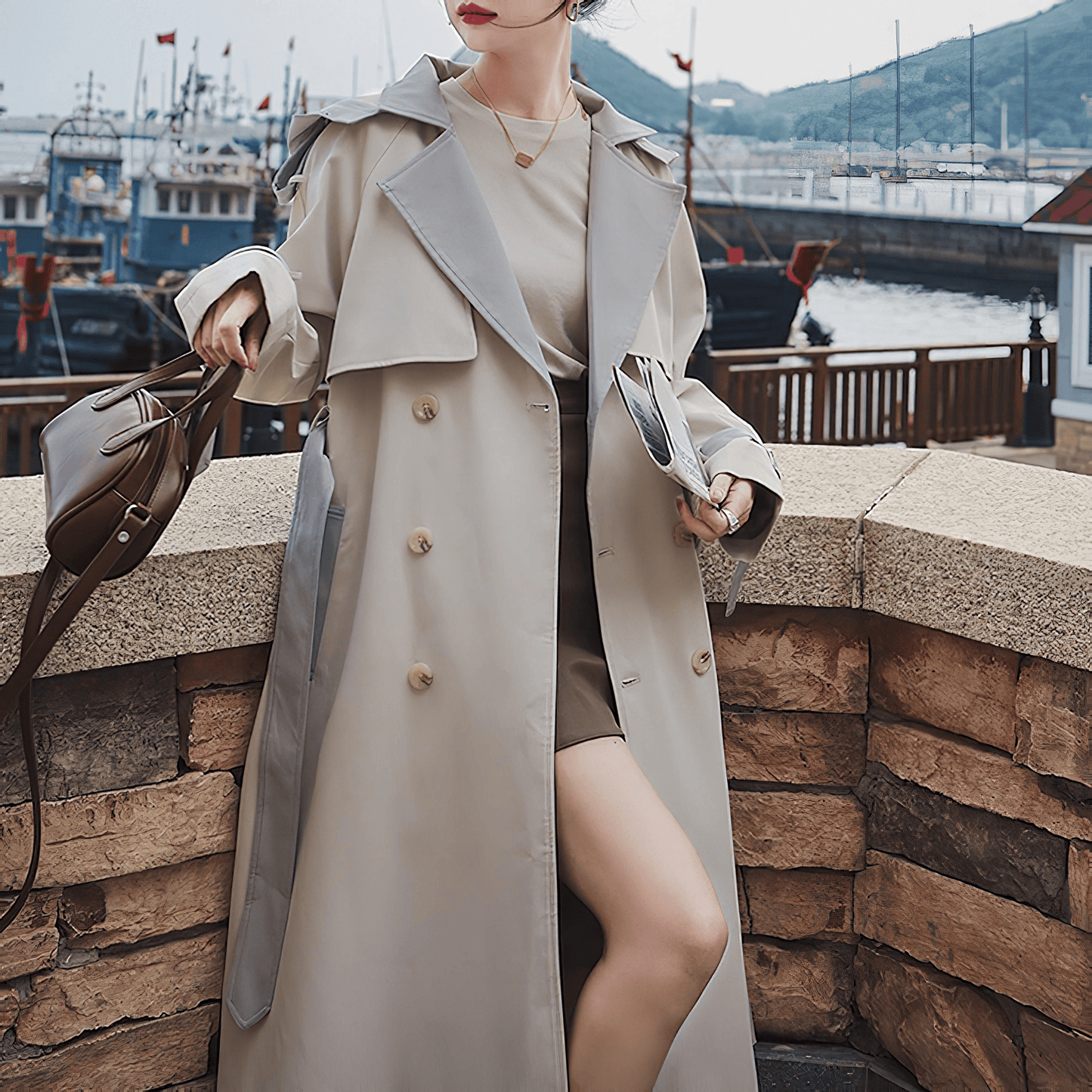 ミディ丈トレンチカジュアルコート