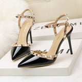 Ankle-Strap Studded Heeled Sandals