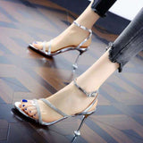 Rhinestone Roman-Style Heeled Sandals