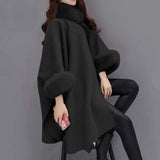 Cape Coat with Collar Trim