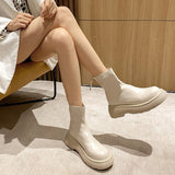 Wide-Sole Flatform Ankle Boots