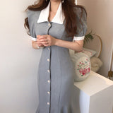 Long-Length Puff-Sleeve Mermaid Dress
