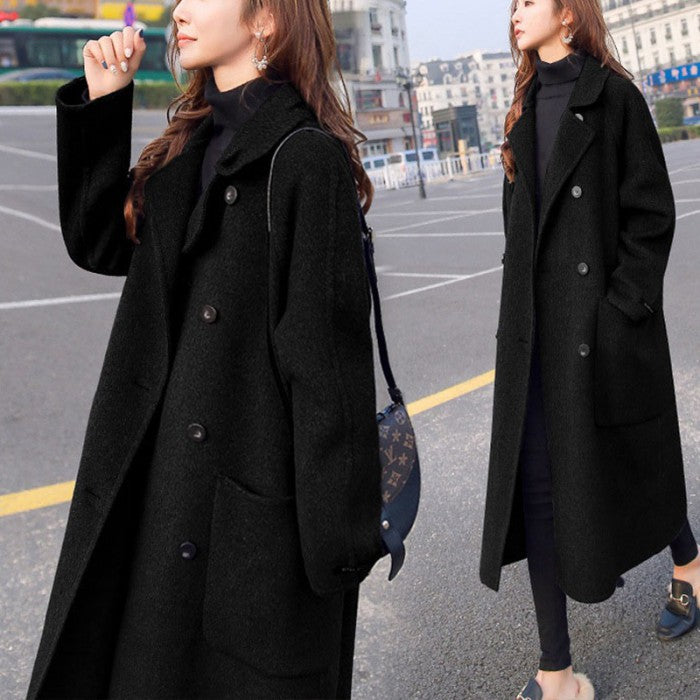 ロング丈厚手ウールコート