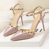 Ankle-Strap Studded Heeled Sandals